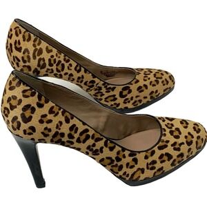 Franco Sarto Women's Heels Leather Shoes Pumps Leopard Cheetah Print Size 8M